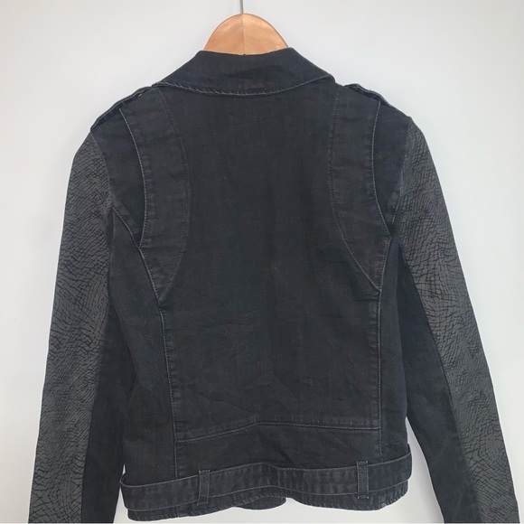 Current/Elliott "Easy Biker" Jacket Black Grey Dark Denim‎ Moto Edgy Size  Small - Picture 8 of 14